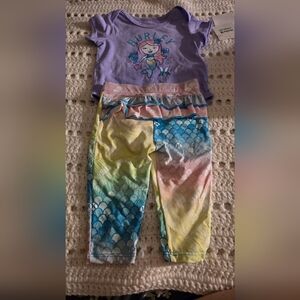 Hurley Purple Mermaid Top and Colorful Leggings Set